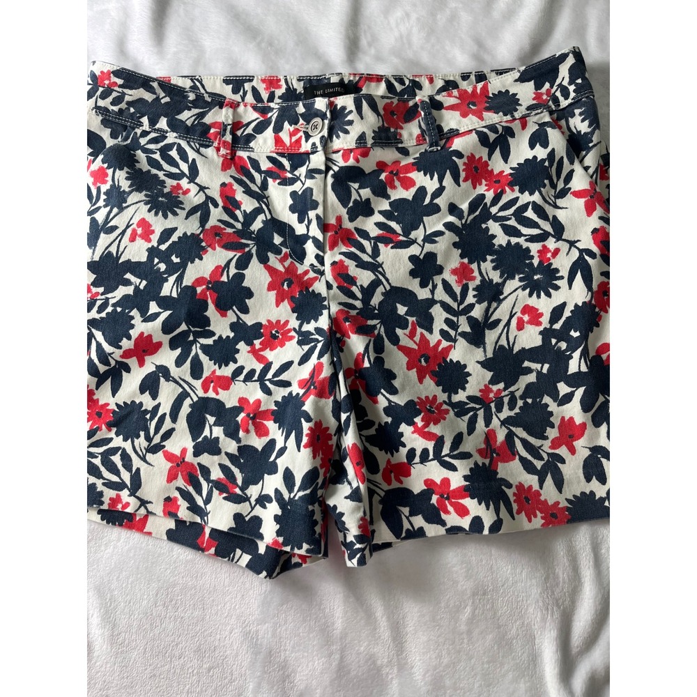 The Limited Floral Shorts Red Navy Blue Botanical 4th of July Summer Size 14